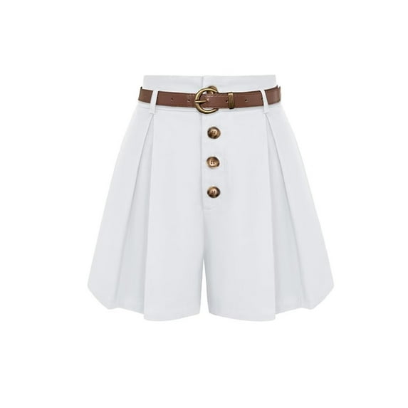 TANBOM Summer High-Waisted Versatile A-Line Shorts Business Dress Casual Pants Suit Pants Women White M