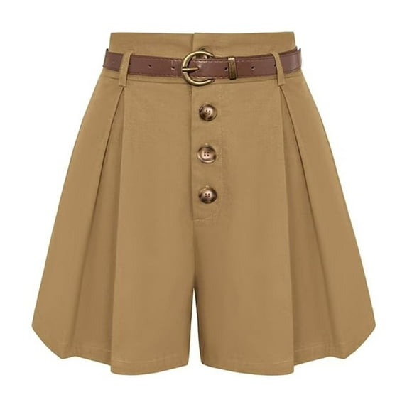 TANBOM Summer High-Waisted Versatile A-Line Shorts Business Dress Casual Pants Suit Pants Women Yellow 2XL