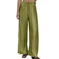 thumbnail image 1 of TANBOM Women's Summer Wide Leg Relaxed Fit Casual Pleated Polyester Pants Green Size XXL, 1 of 4
