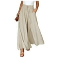 thumbnail image 1 of TANBOM Summer Women'S High Waist Loose Casual Pocket Wide Leg Pants Culottes Breathable White S, 1 of 1