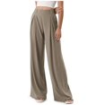 thumbnail image 1 of TANBOM Wide Leg Sweatpants Flared Casual Pants Straight Leg Relaxed Fitness Pants High Waist Commuter Female Dark Khaki S, 1 of 1