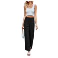 thumbnail image 1 of TANBOM Women's Summer Loose-Fit Pleated High-Waisted Straight Leg Wide-Leg Yamamoto Trousers Black S, 1 of 1