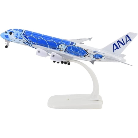 TANG DYNASTY 1:400 Standard Edition A380 ANA Sea Turtle Metal Airplane Model Plane Toy Plane Model (Blue)
