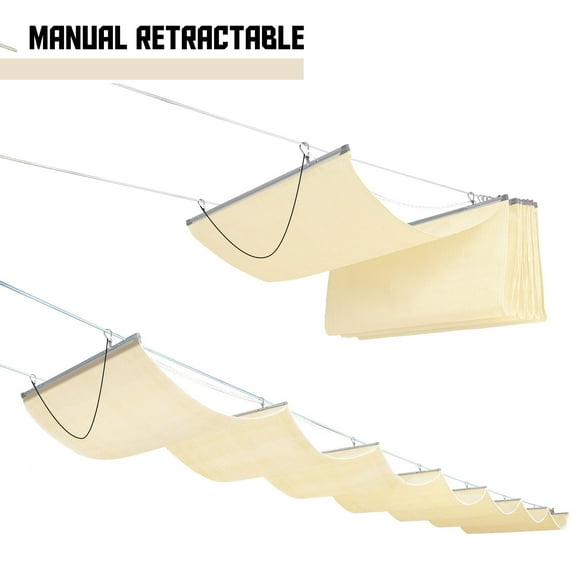 TANG Sunshades Depot Beige Pergola Shade Cover Retractable Replacement Awning Canopy Wave Shade 7'x11' Customized