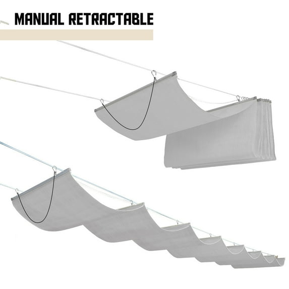 TANG Sunshades Depot Grey Pergola Shade Cover Retractable Replacement Awning Canopy Wave Shade 3'x18' Customized