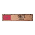 thumbnail image 1 of TANGER MOROCCO Vintage Plastic Street Sign Moroccan flag city country road wall gift | Indoor/Outdoor | 30" Wide, 1 of 4