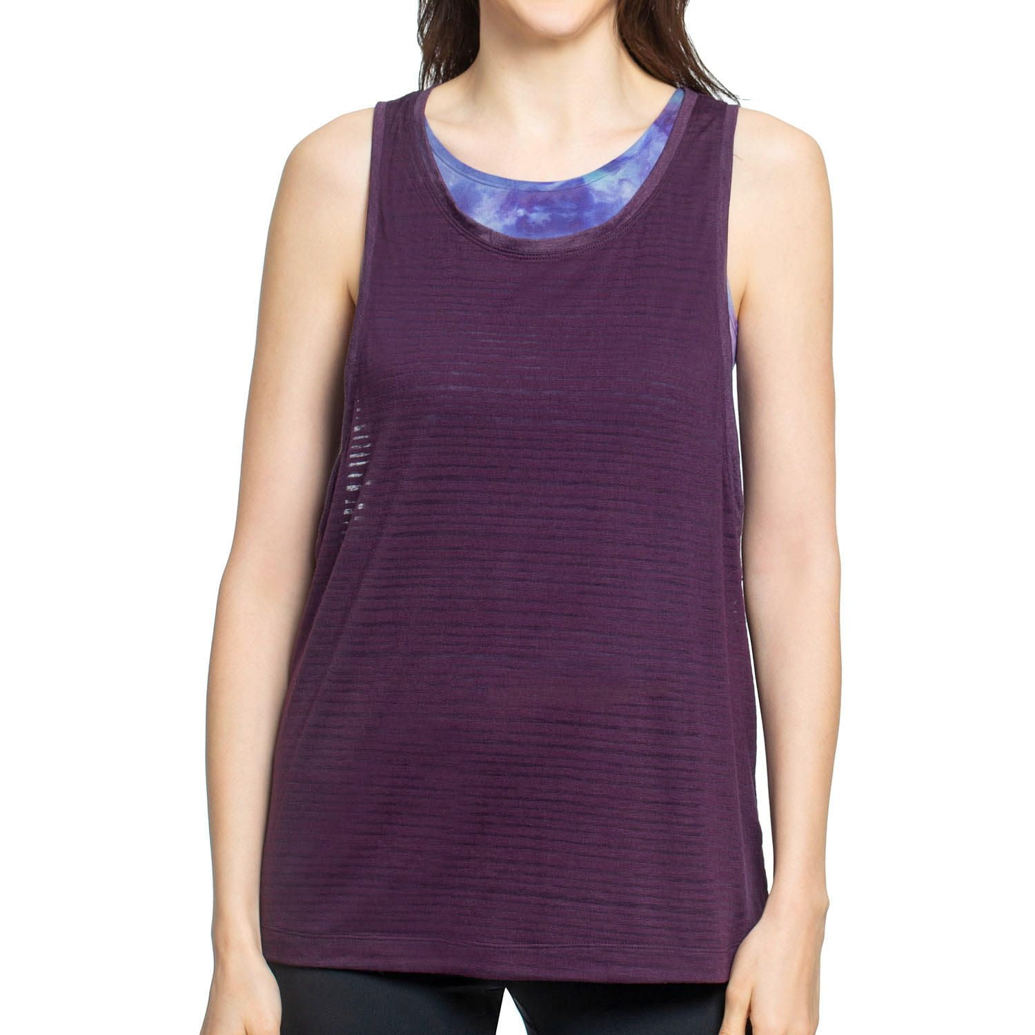 TANGERINE Women's Active 2in1 Top in Plum w/Purple Tie Dye, XXL