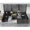 thumbnail image 1 of TANGJEAMER 11 Piece PE Rattan Outdoor Patio Dining Set with Cushions and Glass Coffee Table, Black, 1 of 6