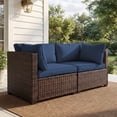 thumbnail image 1 of TANGJEAMER 2 Pieces All-Weather PE Rattan Sectional Sofa with Cushions  for Party and Family Gathering(Blue), 1 of 4