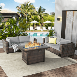 Alden Design 5 Pieces Patio Waving Rattan Wicker Furniture Sets with Cushions Walmart