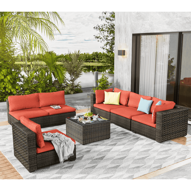 TANGJEAMER Pieces Patio Outdoor Furniture Sets All Weather