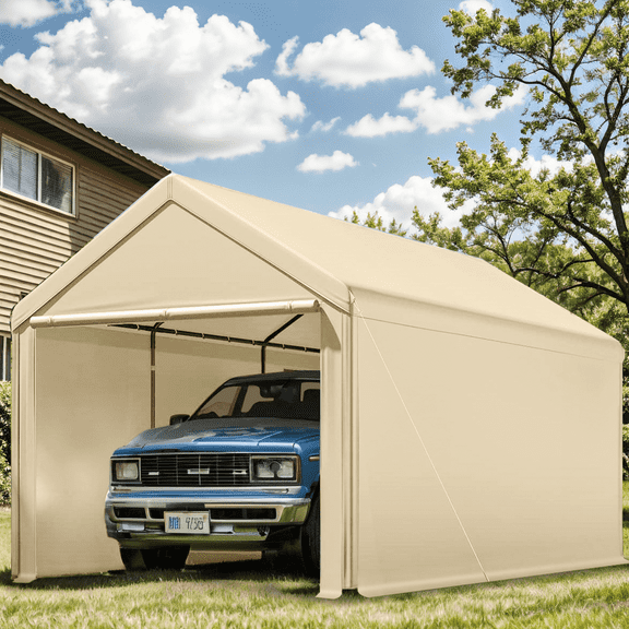 TANGJEAMER Carport 10'x20' Heavy Duty Car Canopy Portable Garage with Removable Sidewalls & Doors for Truck Boat Car Port, Party, Storage