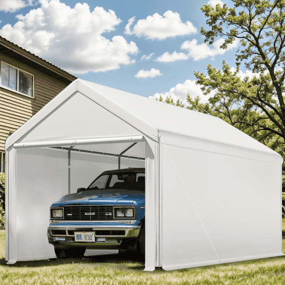 TANGJEAMER Carport 10'x20' Heavy Duty Car Canopy Portable Garage with Removable Sidewalls & Doors for Truck Boat Car Port, Party, Storage