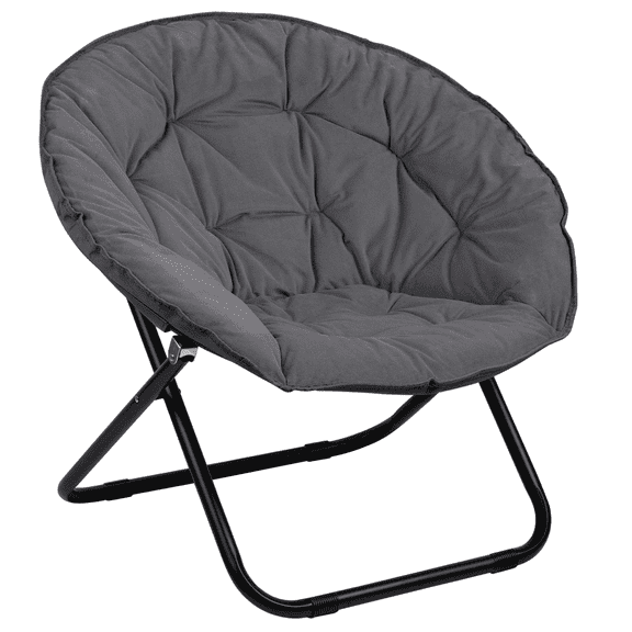 TANGJEAMER Folding Chair, Saucer Chair with Metal Frame, Comfy Moon Chairs for Bedroom, Living Rooms, Apartments, Garden and Courtyard (Gray)