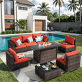 thumbnail image 1 of TANGJEAMER Outdoor Garden 8 Piece Patio Furniture with 43" 55000BTU Gas Propane Fire Pit Table Rattan Wicker Sectional Set, 1 of 2