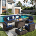 thumbnail image 1 of TANGJEAMER Outdoor Garden 8 Piece Patio Furniture with 43" 55000BTU Gas Propane Fire Pit Table Rattan Wicker Sectional Set, 1 of 7