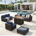 thumbnail image 1 of TANGJEAMER Outdoor Garden 8 Piece Patio Furniture with 43" 55000BTU Gas Propane Fire Pit Table Rattan Wicker Sectional Set, 1 of 6