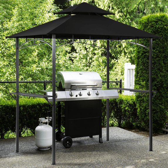 TANGJEAMER Outdoor Grill Gazebo Tent Barbeque Grill Canopy for Outdoor Patio Backyard Grill Shelter Hardtop (L93 x W62 x H98 Inch) Black