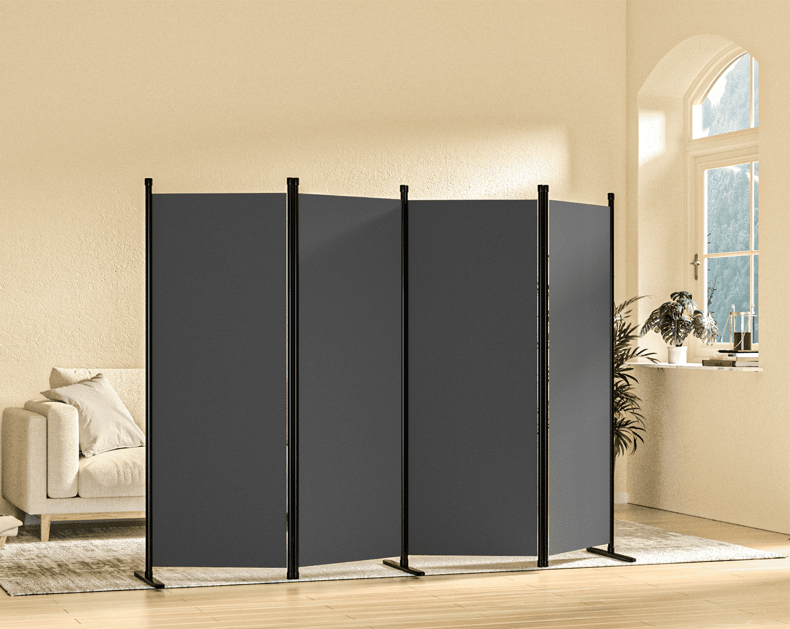 TANGJEAMER Room Divider-4 Panels Folding Privacy Screens, Partition Room Dividers Wall for Separation, Home, Office, Classroom, Studio(Gray)