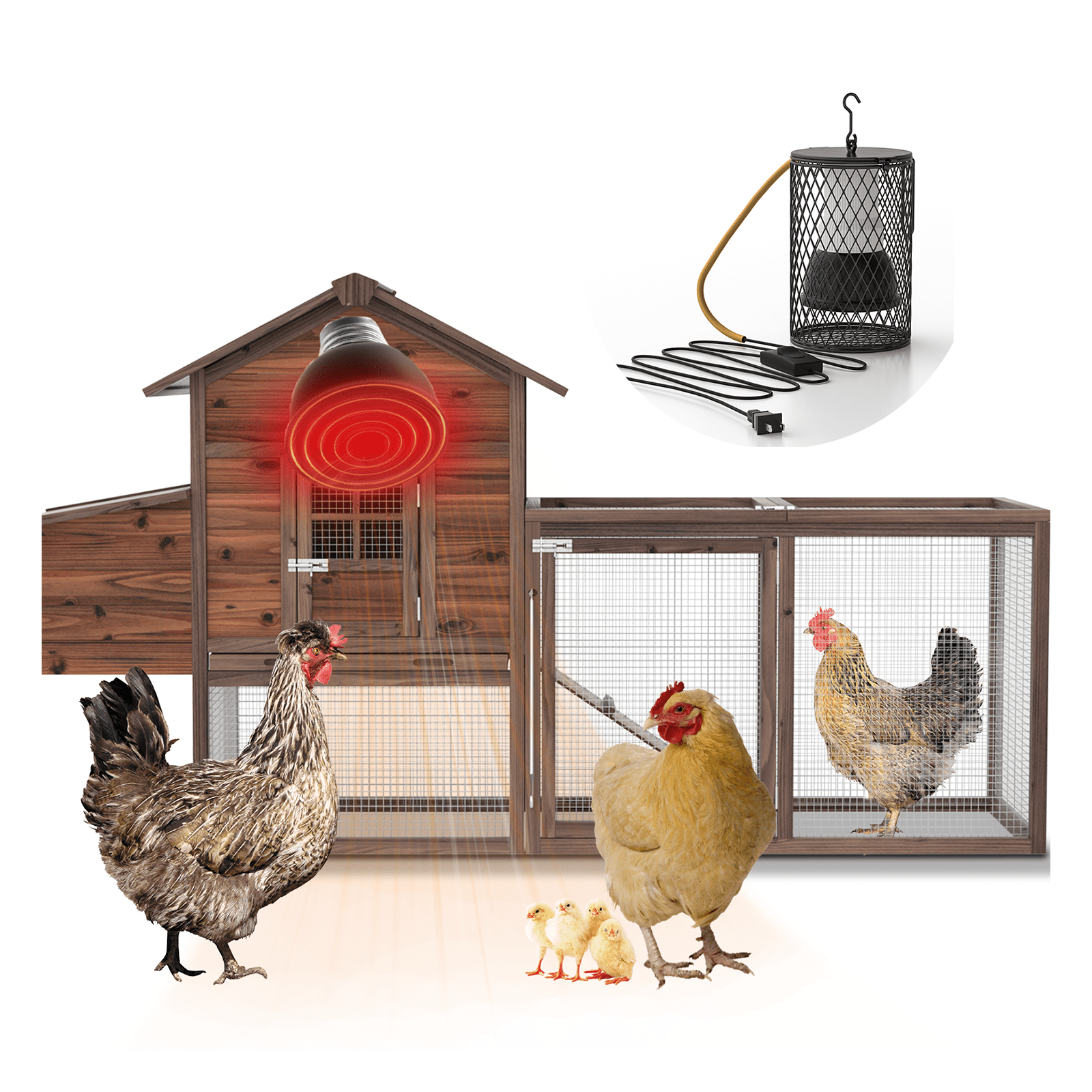 TANGJEAMER Wooden Chicken Coop Large Outdoor Hen House with Nest Box