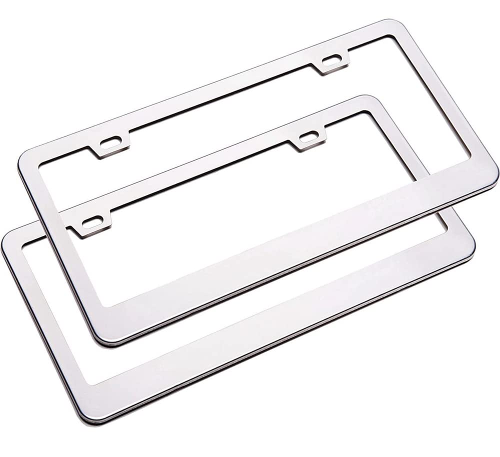 TANGM Silver License Plate Frame for,Automotive Exterior Accessories Slim Design for US Vehicles