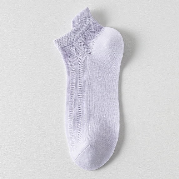 TANGNADE Ankle Socks for Women 1 Pair Hollow Out Mesh Solid Color High Elasticity Anti Slip Breathable Soft Absorption Shrink Athletic Socks Purple