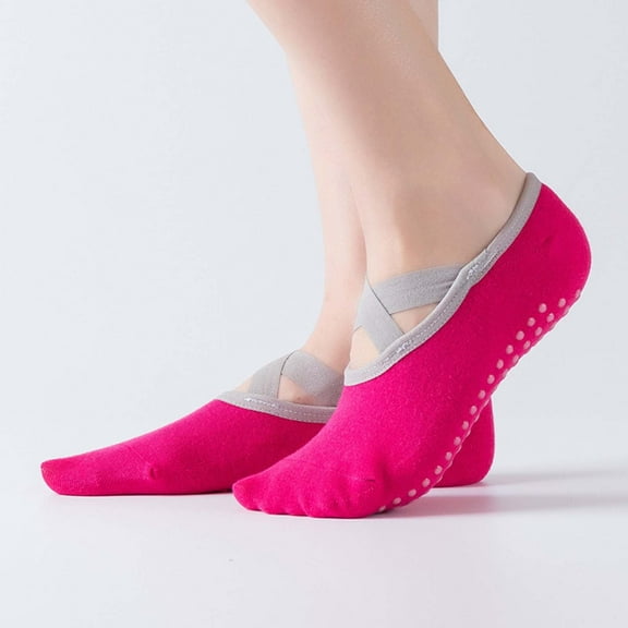 TANGNADE Ankle Socks for Women Yoga Anti Slip Bandage Sports Girls Ballet Dance Sock Slippers Socks Red