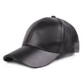 thumbnail image 1 of TANGNADE Baseball Hats for Women Leather Cap Men Adjustable Peaked Summer Hats Black, 1 of 4