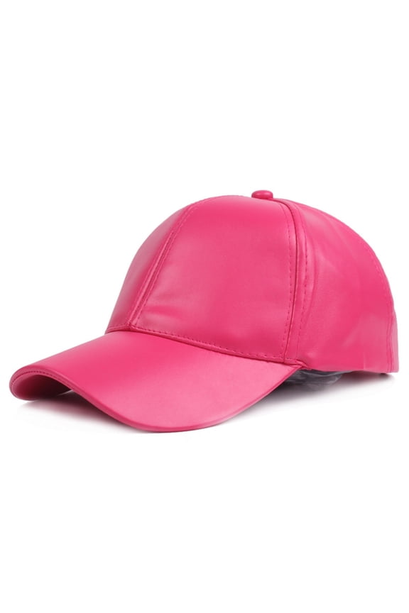 Baseball Hats for Women Leather Cap Men Adjustable Peaked Summer Hats Hot Pink