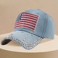 thumbnail image 1 of TANGNADE Baseball Hats for Women Panel Studded Denim Casual Hat Summer Hats Blue, 1 of 6
