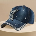 thumbnail image 1 of TANGNADE Baseball Hats for Women Panel Studded Denim Casual Hat Summer Hats Navy, 1 of 6