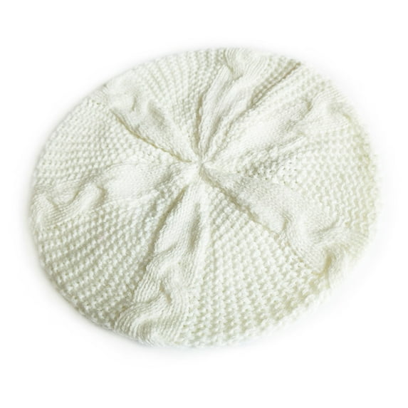 TANGNADE Beanie for Women Lady Knitted Wool Beret Braided Baggy Crochet Hat Winter Ski Cap Summer Hats White