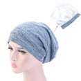 thumbnail image 1 of TANGNADE Beanie for Women Soft Slouchy Cap Lightweight Hipster Hat Summer Breathable Faux Sleeping Thin Chemo Summer Hats Light Blue, 1 of 4