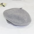 thumbnail image 1 of TANGNADE Beret Hats for Women Ladies Solid Color Imitation Wool Bud Hat Painter Summer Hats Grey, 1 of 3