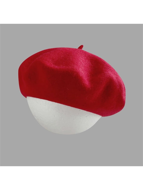 Beret Hats for Women Wool Hat French Cap Winter Artist Painter Solid Color Casual Classic Summer Hats Red