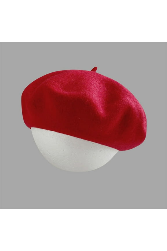 Beret Hats for Women Wool Hat French Cap Winter Artist Painter Solid Color Casual Classic Summer Hats Red