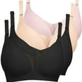 thumbnail image 1 of TANGNADE Bras for Women No Underwire 2零25 New 4 Piece Set Of Women's Wireless Bra Lace V Neck Without Underwear Full Plus Size Daily Plus Size Bras Coffee, 1 of 8