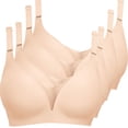 thumbnail image 1 of TANGNADE Bras for Women No Underwire 2零25 New 4 Piece Set Of Women's Wireless Bra Lace V Neck Without Underwear Full Plus Size Daily Push-Up Bras Hot Pink, 1 of 5