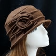 thumbnail image 1 of TANGNADE Bucket Hats for Woman Women's Ladies Elegant Wool Flower Hat Winter Vintage Cloche Cap Summer Hats Coffee, 1 of 2