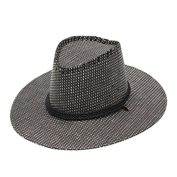 TANGNADE Cowboy Hats for Women Adult Casual Plaid Summer Western Fashion Sun Hat Wide Brim Travel Cap Summer Hats Black