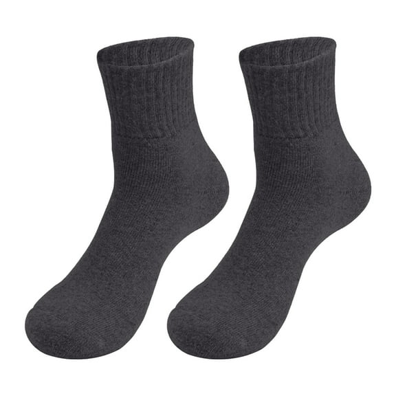 TANGNADE Crew Socks for Women Autumn And Winter Thick Wool Solid Color Casual Medium Tube Thermal Socks Black1