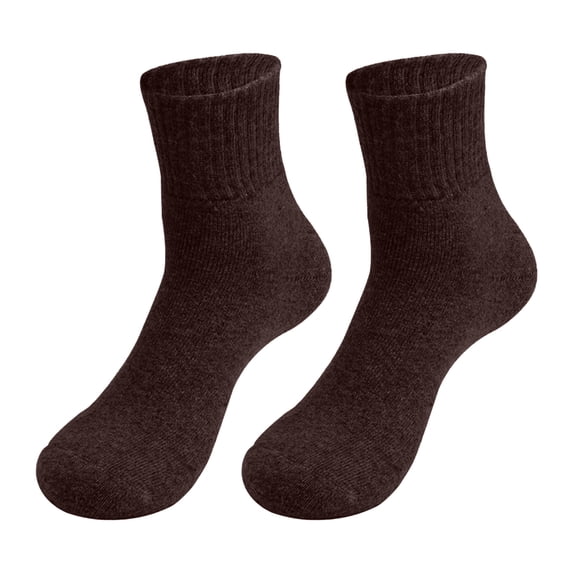 TANGNADE Crew Socks for Women Autumn And Winter Thick Wool Solid Color Casual Medium Tube Thermal Socks Brown