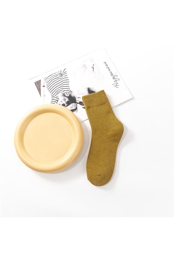 Crew Socks for Women Vintage Winter Soft Warm Thick Cold Knit Wool Multicolor Fuzzy Socks Yellow