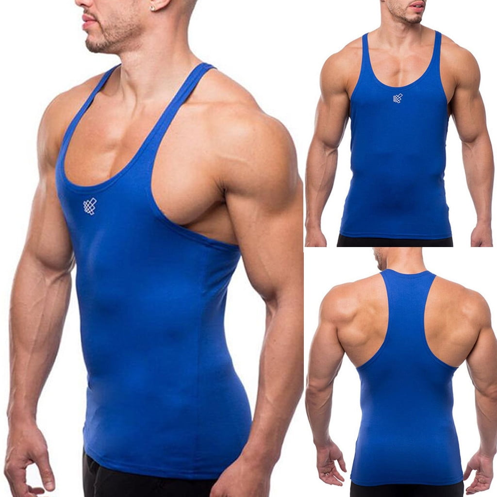 TANGNADE Fashion Men Sleeveless Shirt Tank Top Bodybuilding Sport Fitness  Workout Vest Grey + XL 