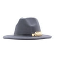 thumbnail image 1 of TANGNADE Fedora Hats for Women Classic Wide Floppy Panama Hat Belt Buckle Wool Summer Hats Dark Gray, 1 of 2