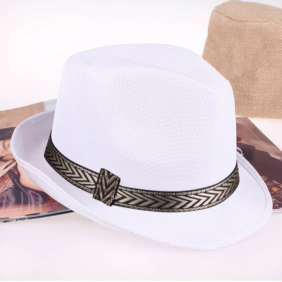 TANGNADE Fedora Hats for Women Men Hat Breathable Soft Cool Jazz Summer Outdoor Beach Sun Cap Summer Hats White