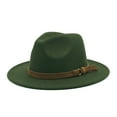 thumbnail image 1 of TANGNADE Fedora Hats for Women Windfall Men & Vintage Wide Brim Hat With Belt Buckle Summer Hats Dark Green, 1 of 4