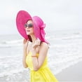 thumbnail image 1 of TANGNADE Floppy Hats for Women Colorful Big Brim Straw Bow Hat Sun Wide Beach Cap Summer Hats Hot Pink, 1 of 3