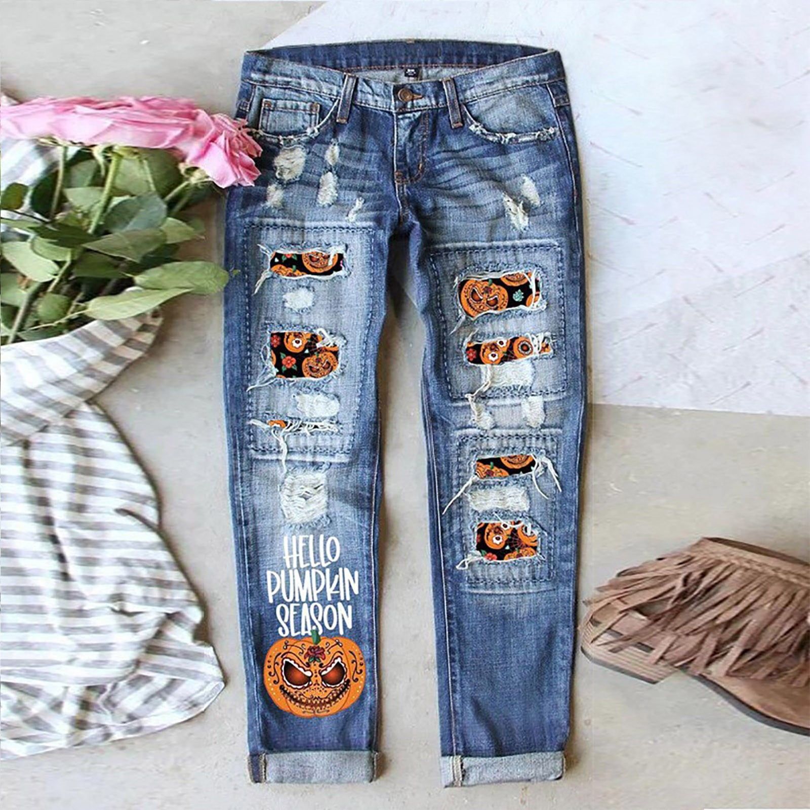 TANGNADE Halloween Costumes For Women S Ripped Stretch Cute Jeans Skinny Slim Fit Distressed