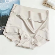 TANGNADE High Waisted Underwear for Women Plus Size Womens Premium Satin Ice Silk Waist Panties Seamless Shaping Briefs Pantie Panties Grey